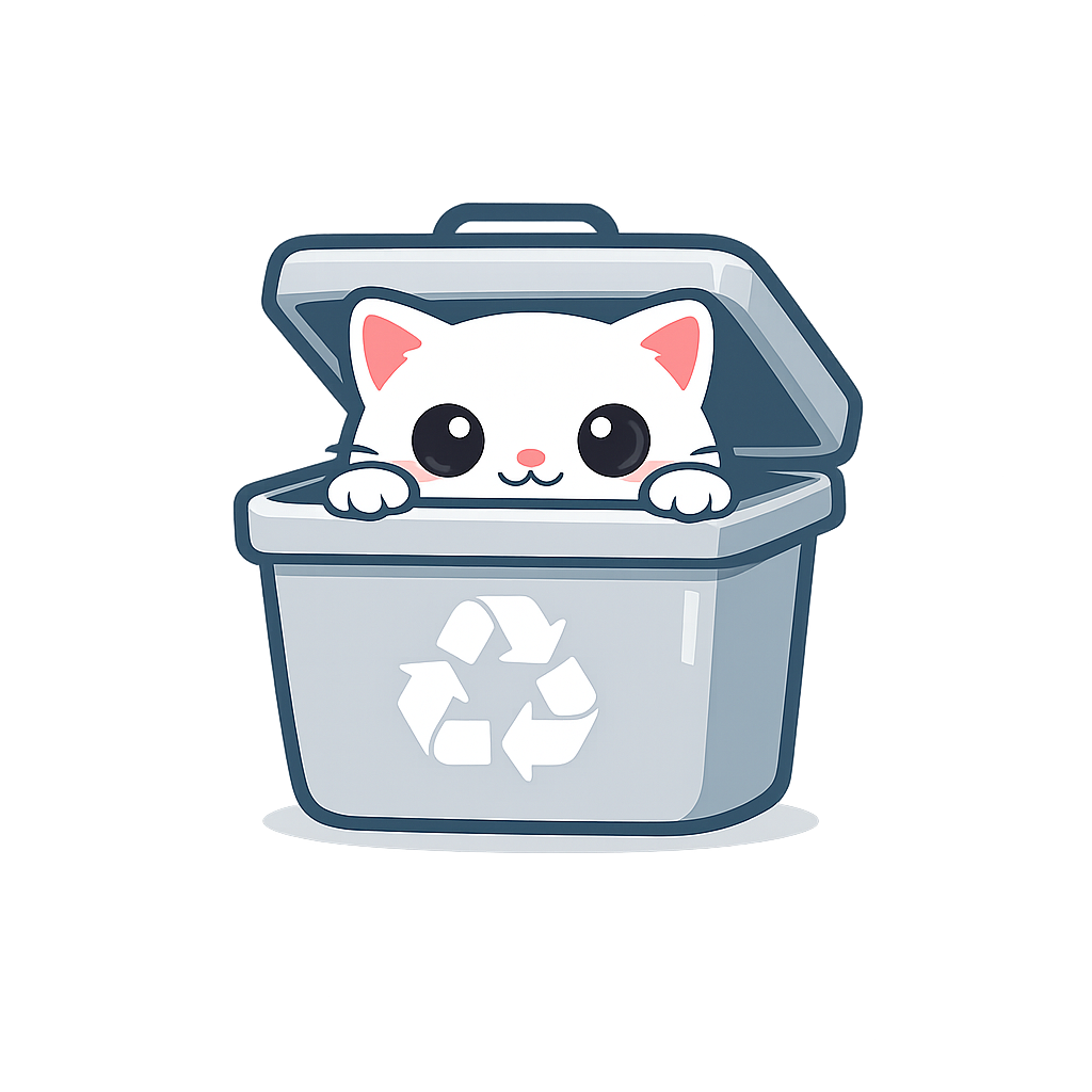 Cute cat in trash can